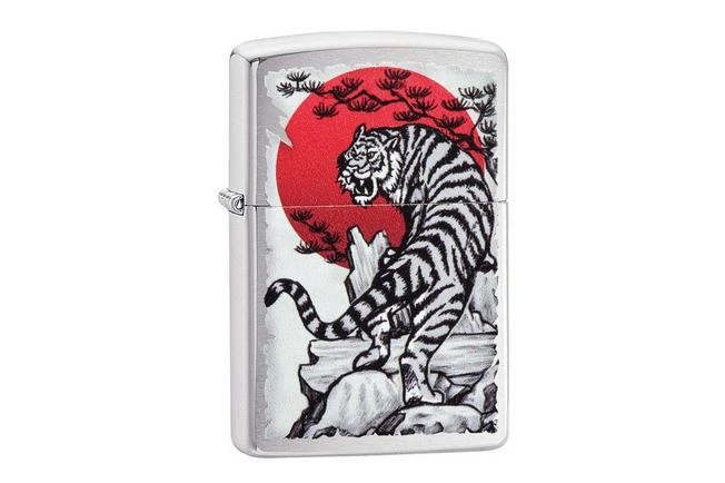 Zippo Asian Tiger Design Brushed Chrome 29889-000002, Lighter 3 Zippo Asian Tiger Design Brushed Chrome 29889-000002, Lighter